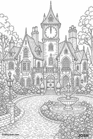 Old manor house with a tower clock