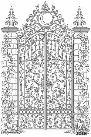 Ornate wrought iron gate with scrollwork