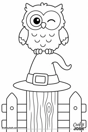 Owl perched on a witch hat