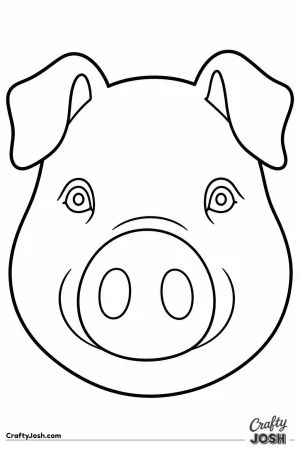 Pig face with a round snout and floppy ears