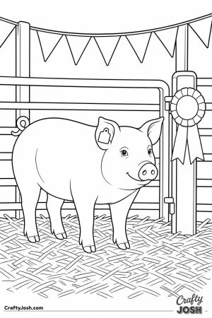 Pig in its pen at the county fair