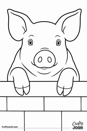 Pig looking over the wall of its pen