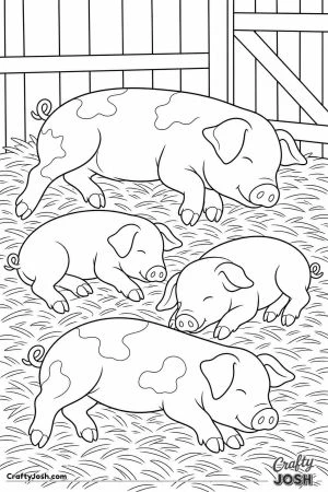 Pigs asleep in a pile in the straw