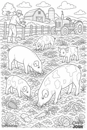 Pigs clearing an old vegetable field