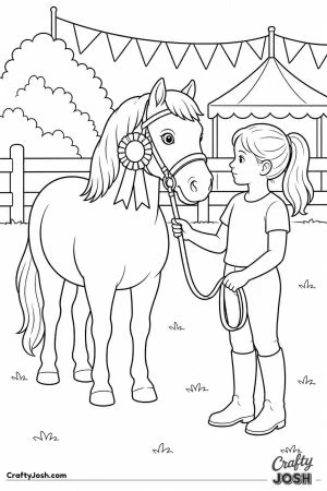 Pony wearing a rosette at a gymkhana