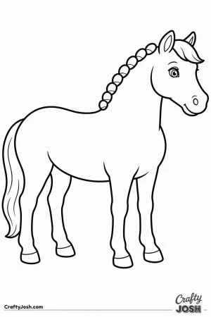 Pony with a neatly plaited mane