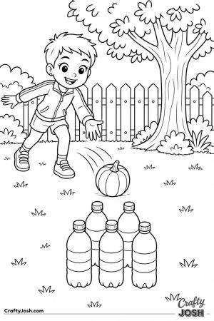 Pumpkin bowling in the backyard