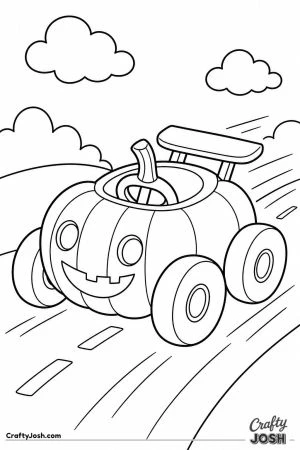 Pumpkin race car zooming along