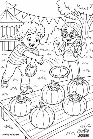 Pumpkin ring toss on the stems