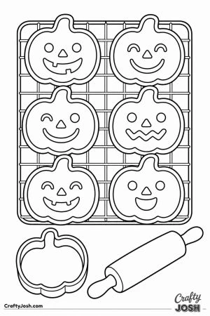 Pumpkin shaped cookies on a cooling rack