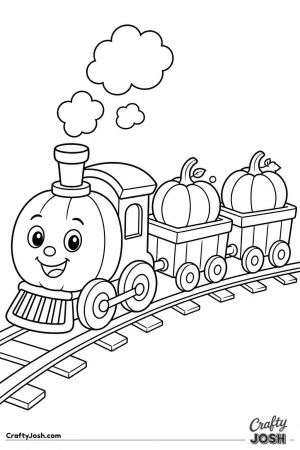 Pumpkin train chugging along the track