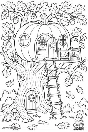 Pumpkin treehouse in an old oak tree