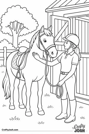 Rider giving her horse a pat after a ride
