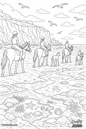 Riders on a beach ride at low tide