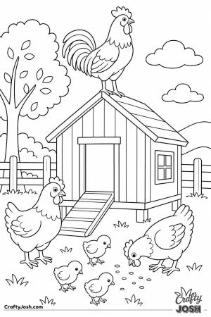 Rooster on top of the coop roof