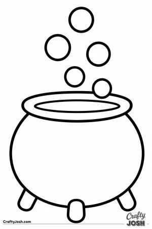 Round cauldron bubbling over