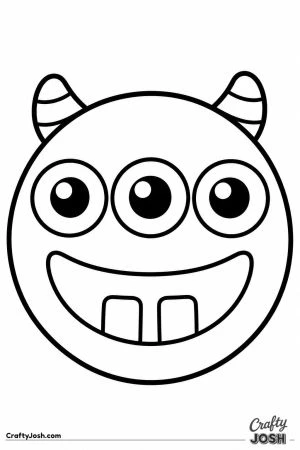 Round monster face with three eyes