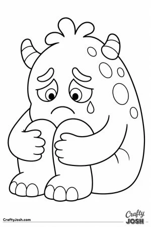 Sad monster with a single tear