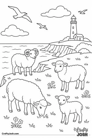 Sheep on a cliff top by the sea