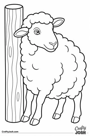 Sheep scratching on a fence post