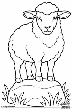 Sheep standing on a small rock