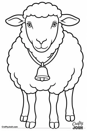Sheep with a bell around its neck