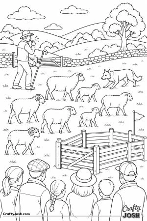 Sheepdog trial on a hillside