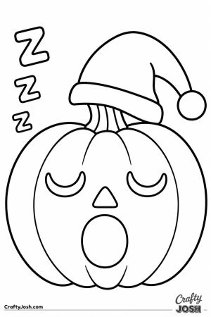 Sleepy jack o lantern with closed eyes