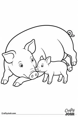 Sow resting with a piglet beside her