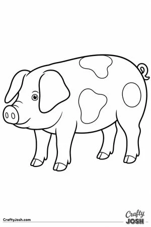 Spotted pig with floppy ears over its eyes