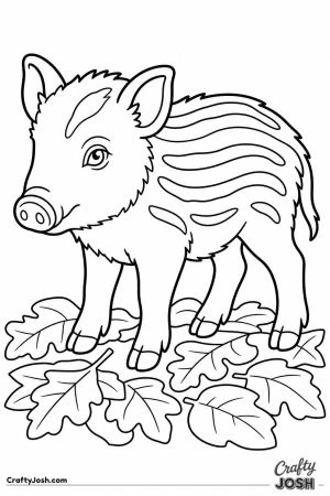 Striped wild boar piglet