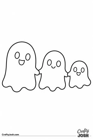 Three kawaii ghost friends in a row