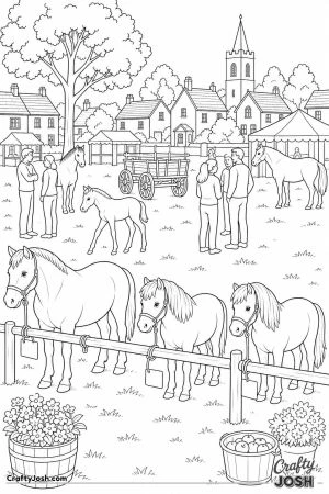 Traditional horse fair in an old village