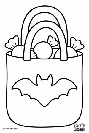 Trick or treat bag with candy peeking out