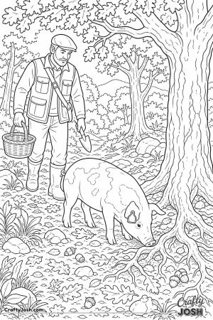 Truffle hunt in an oak forest
