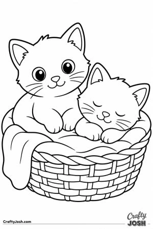 Two black kittens sharing a cozy basket