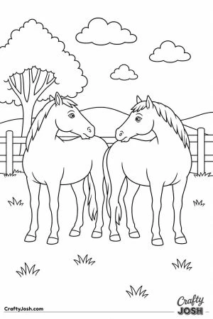 Two horses grooming each other with their teeth