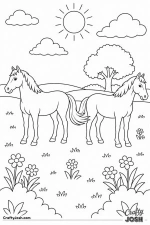 Two horses standing head to tail swishing flies