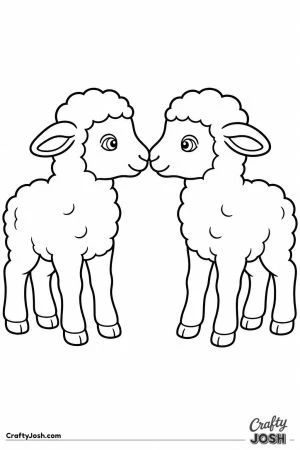 Two lambs touching noses