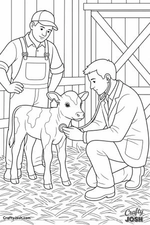 Vet checking a calf with a stethoscope