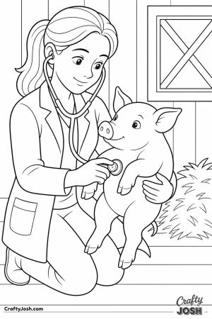 Vet checking a piglet