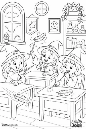 Wand waving practice in the classroom