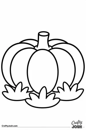 Wide squat pumpkin sitting on grass tufts