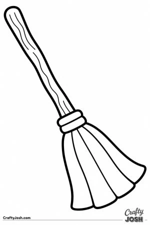 Witch broomstick with a bundle of bristles