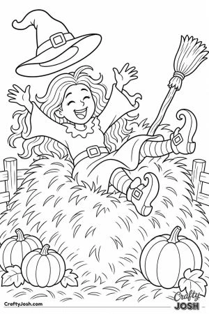 Witch landing gently in a haystack