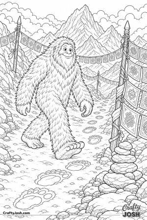 Yeti style snow creature in the mountains